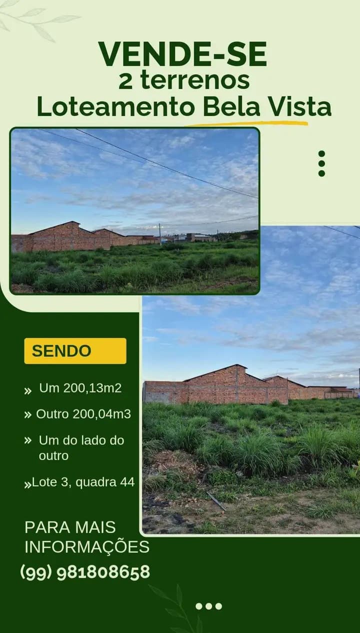 Terreno geminado Loteamento Bela vista